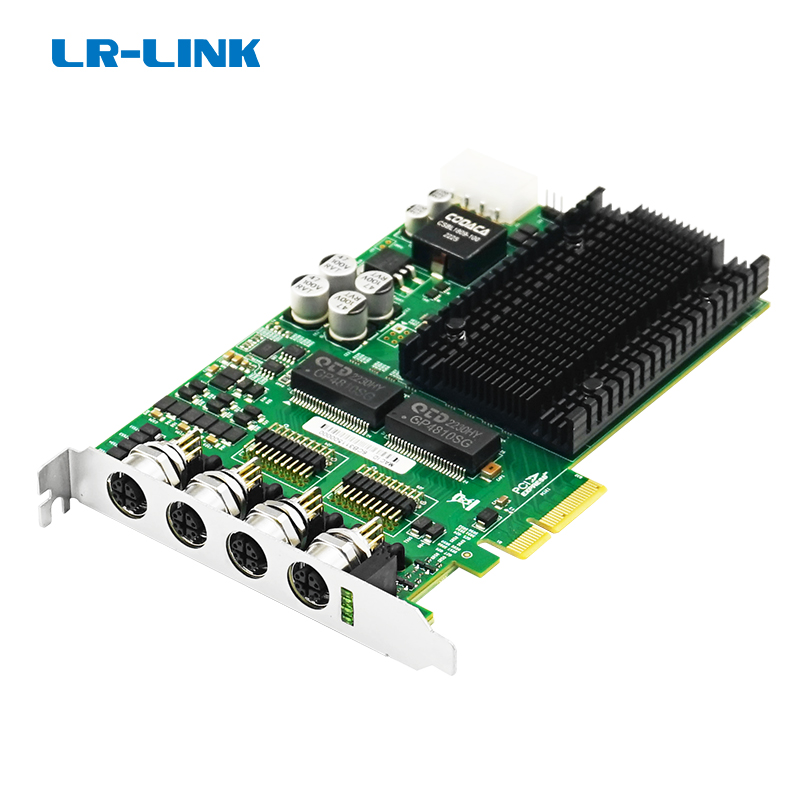 PCIe x4 四电口M12千兆PoE+以太网图像采集卡（Intel I350）
